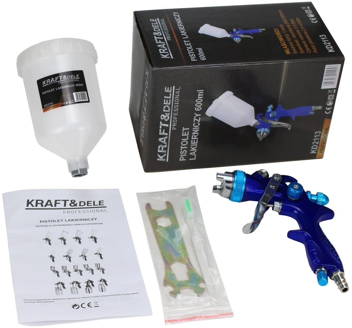 Pistol de vopsit cu duza de 1.3mm, Kraft&Dele, 600ml, KD2113 — imaginea 7
