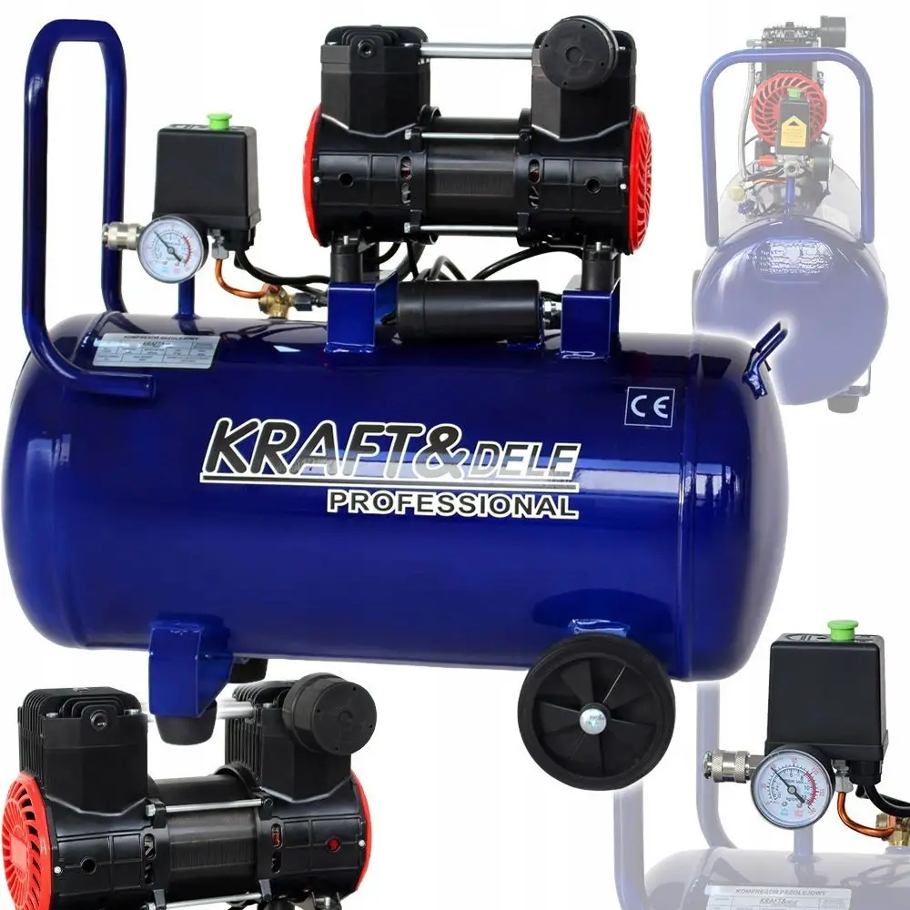 Compresor industrial KRAFT&DELE KD4092, 50 l, 1500 W, tehnologie fara ulei, nivel redus de zgomot — imaginea 2