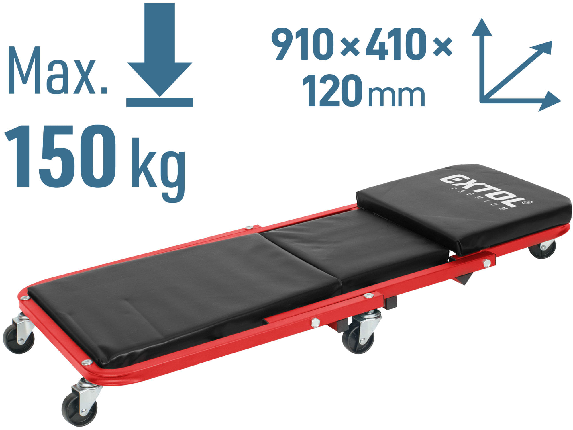 Scaun atelier 2in1, EXTOL PREMIUM, 8863302, max. 150/120 kg, 6 roti — imaginea 2
