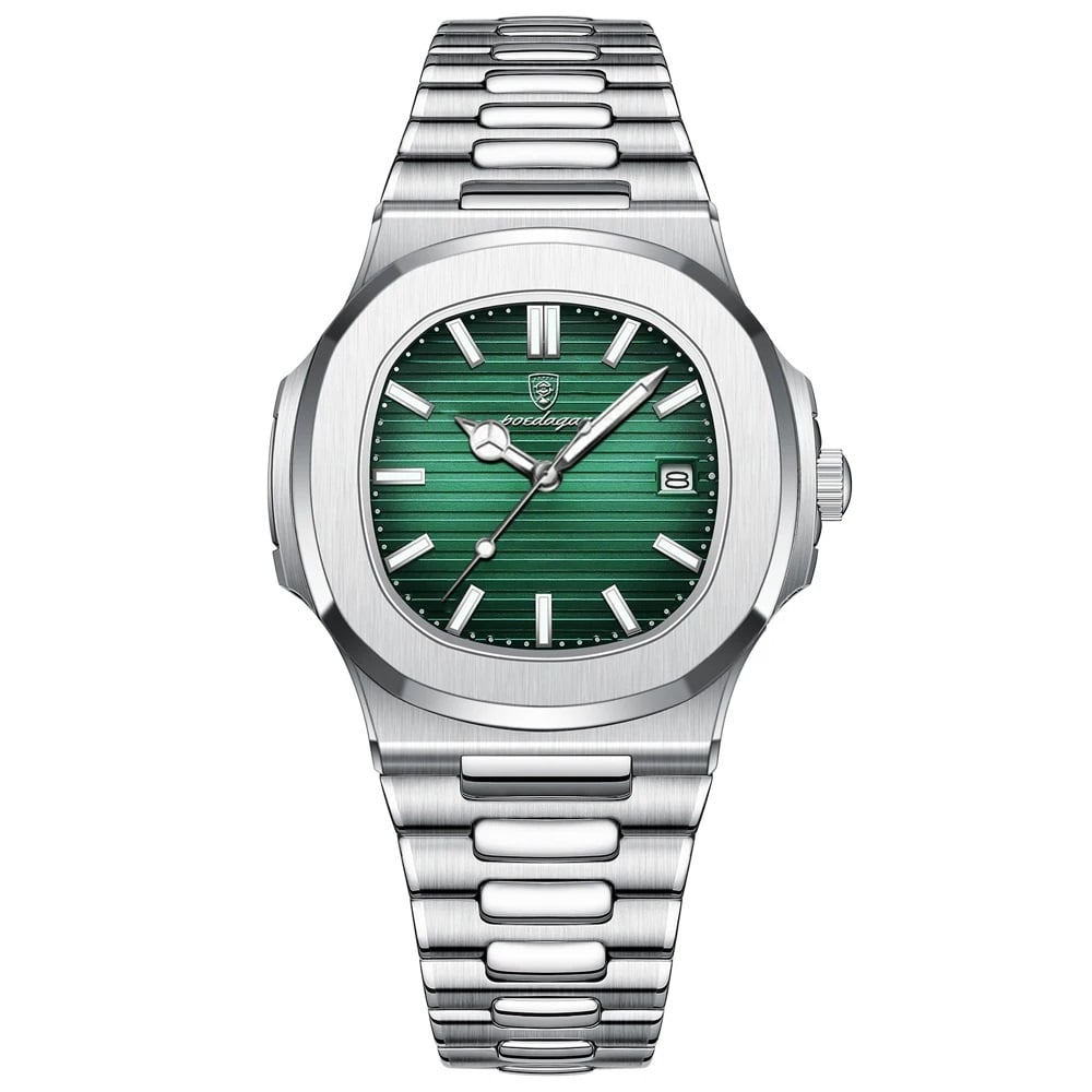 Ceas de mana Poedagar Quartz Casua Otel Analog Fashion Argintiu Verde