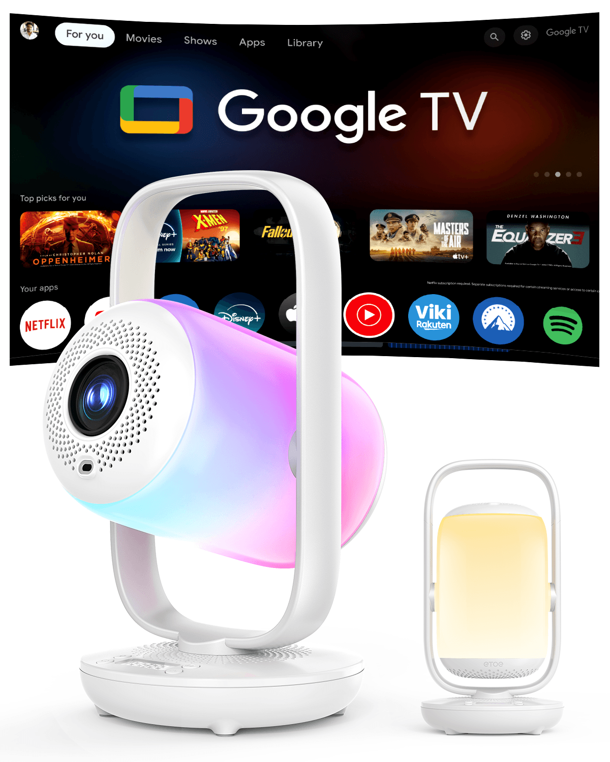 Videoproiector ETOE Starfish 2, autofocus, 500 ANSI, Google TV Chromecast, FullHD 1920x1080p, 300°, 3000:1, Netflix/Youtube, 10W - imagine 4