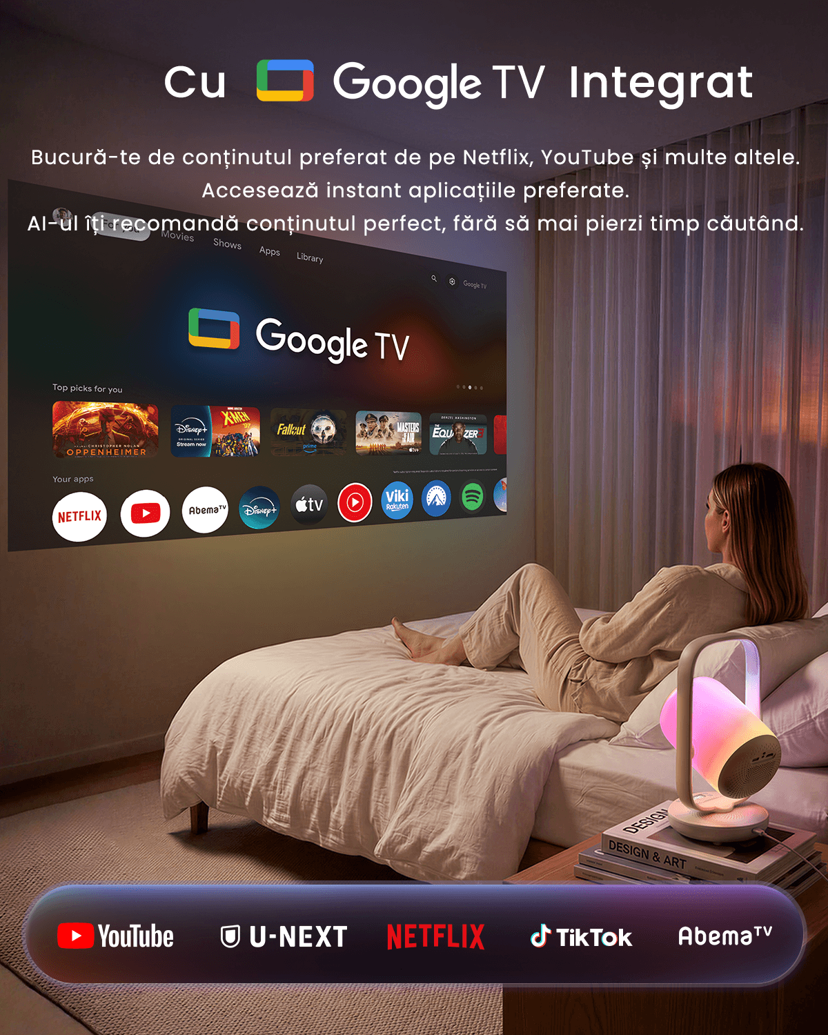 Videoproiector ETOE Starfish 2, autofocus, 500 ANSI, Google TV Chromecast, FullHD 1920x1080p, 300°, 3000:1, Netflix/Youtube, 10W - imagine 6