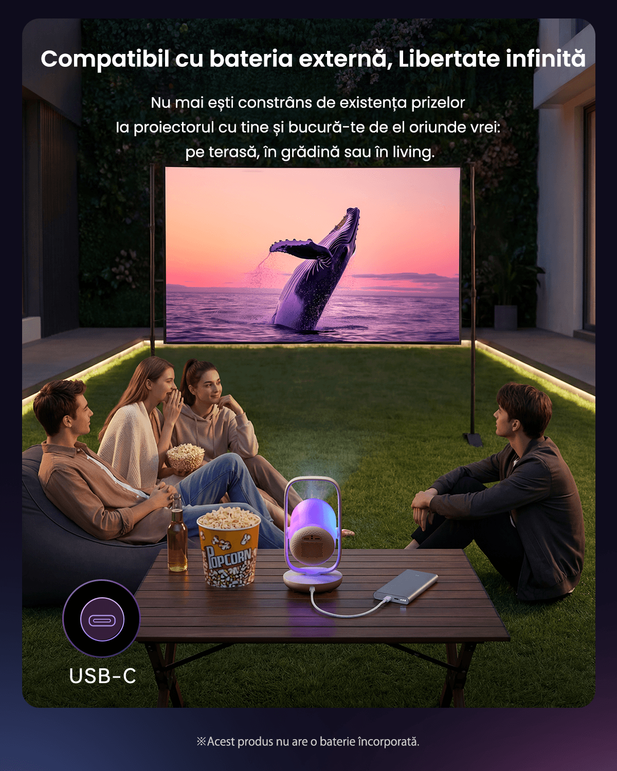 Videoproiector ETOE Starfish 2, autofocus, 500 ANSI, Google TV Chromecast, FullHD 1920x1080p, 300°, 3000:1, Netflix/Youtube, 10W - imagine 8