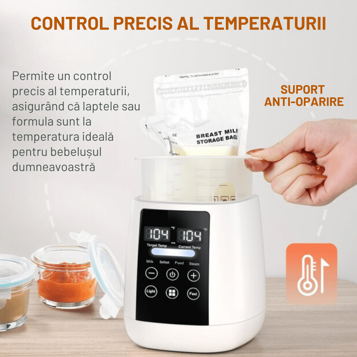 Incalzitor biberoane Multifunctional 6 in 1, Sterilizator electric Qova® cu Ecran tactil, Incalzire Lapte si Alimente - imagine 5