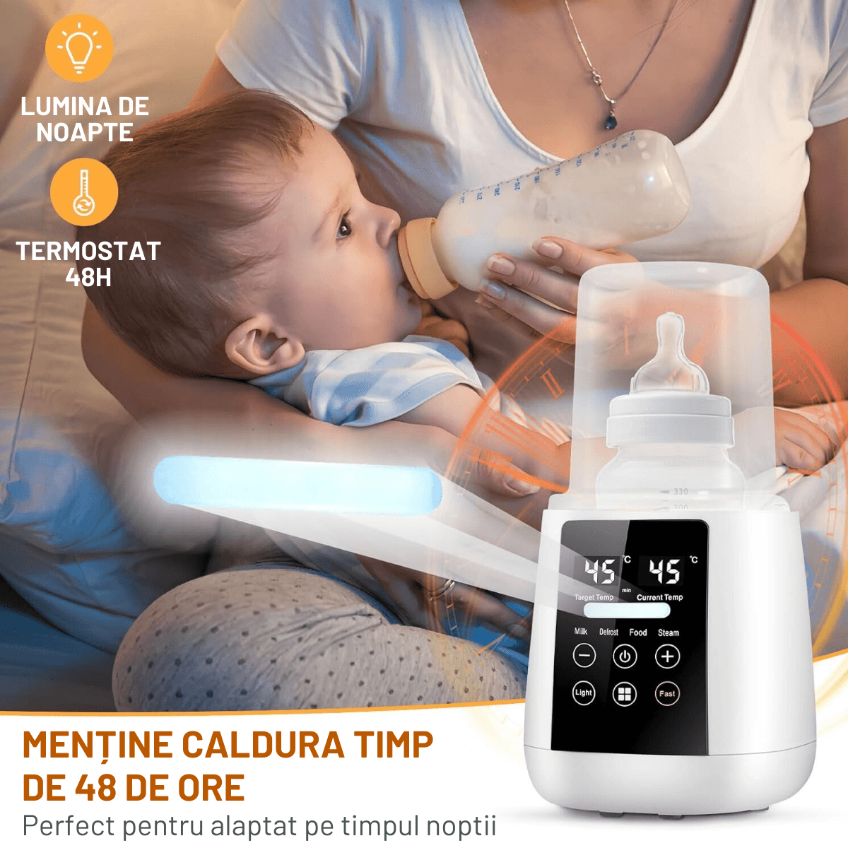 Incalzitor biberoane Multifunctional 6 in 1, Sterilizator electric Qova® cu Ecran tactil, Incalzire Lapte si Alimente - imagine 8