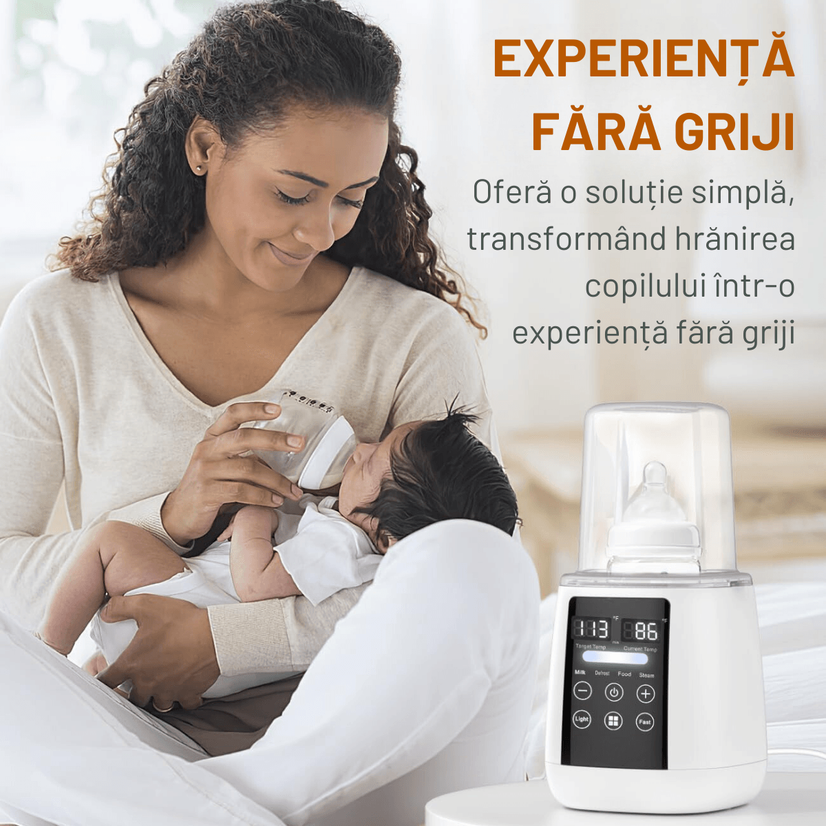 Incalzitor biberoane Multifunctional 6 in 1, Sterilizator electric Qova® cu Ecran tactil, Incalzire Lapte si Alimente - imagine 11