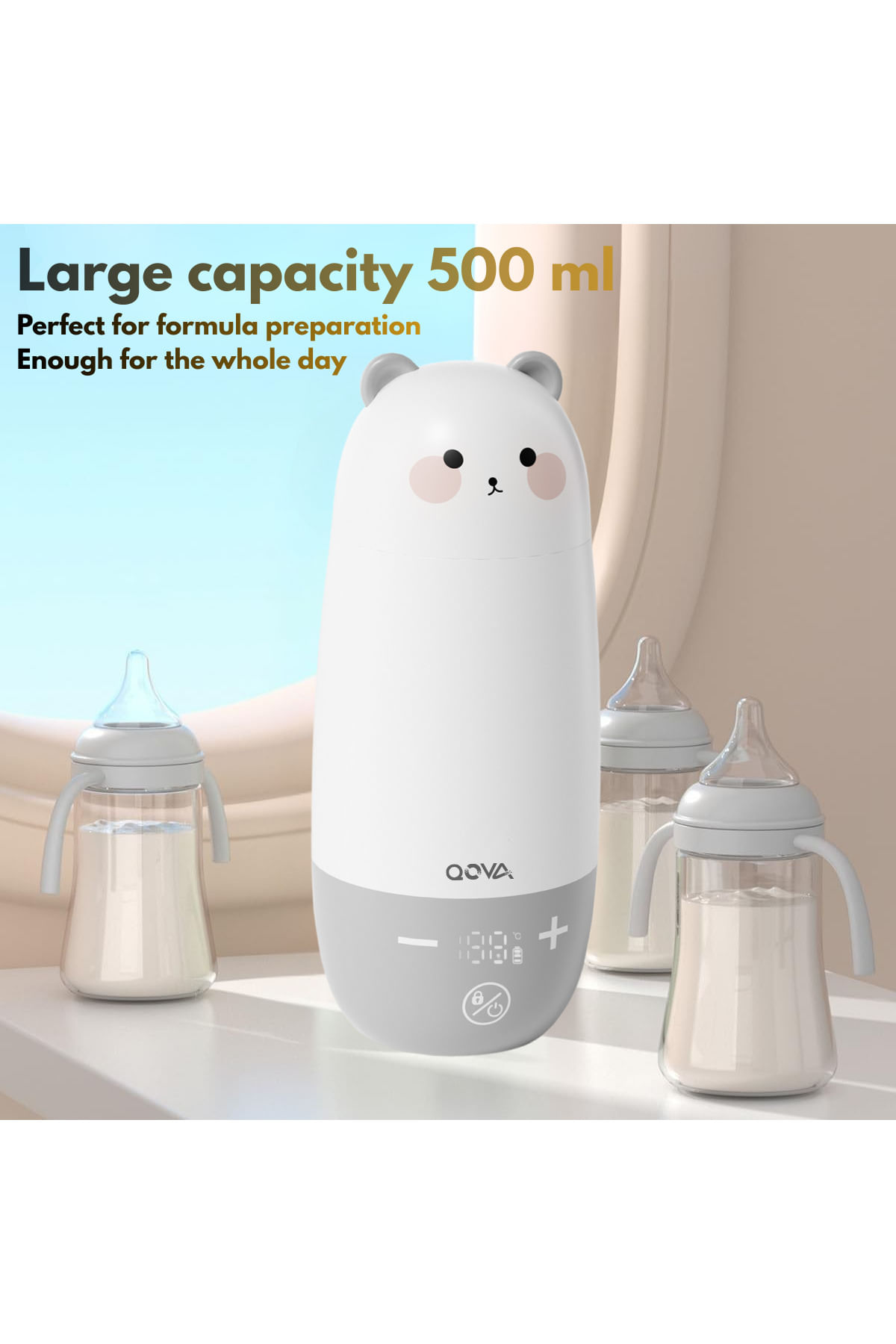 Incalzitor Portabil Inteligent pentru Lapte, Apa si Lapte Matern, Qova®, Baterie 10.000 mAh, Incalzire Rapida, Mentinere - imagine 6