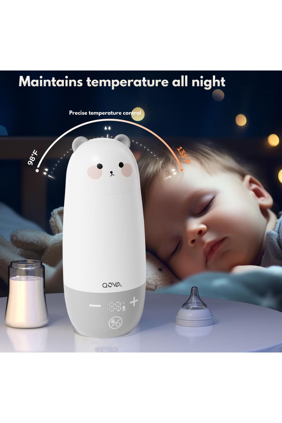 Incalzitor Portabil Inteligent pentru Lapte, Apa si Lapte Matern, Qova®, Baterie 10.000 mAh, Incalzire Rapida, Mentinere - imagine 7