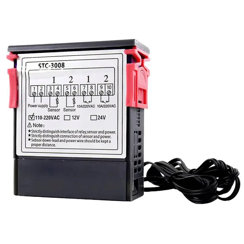 Termostat 230V 10A dublu cu doua sonde de temperatura STC-3008 E6246