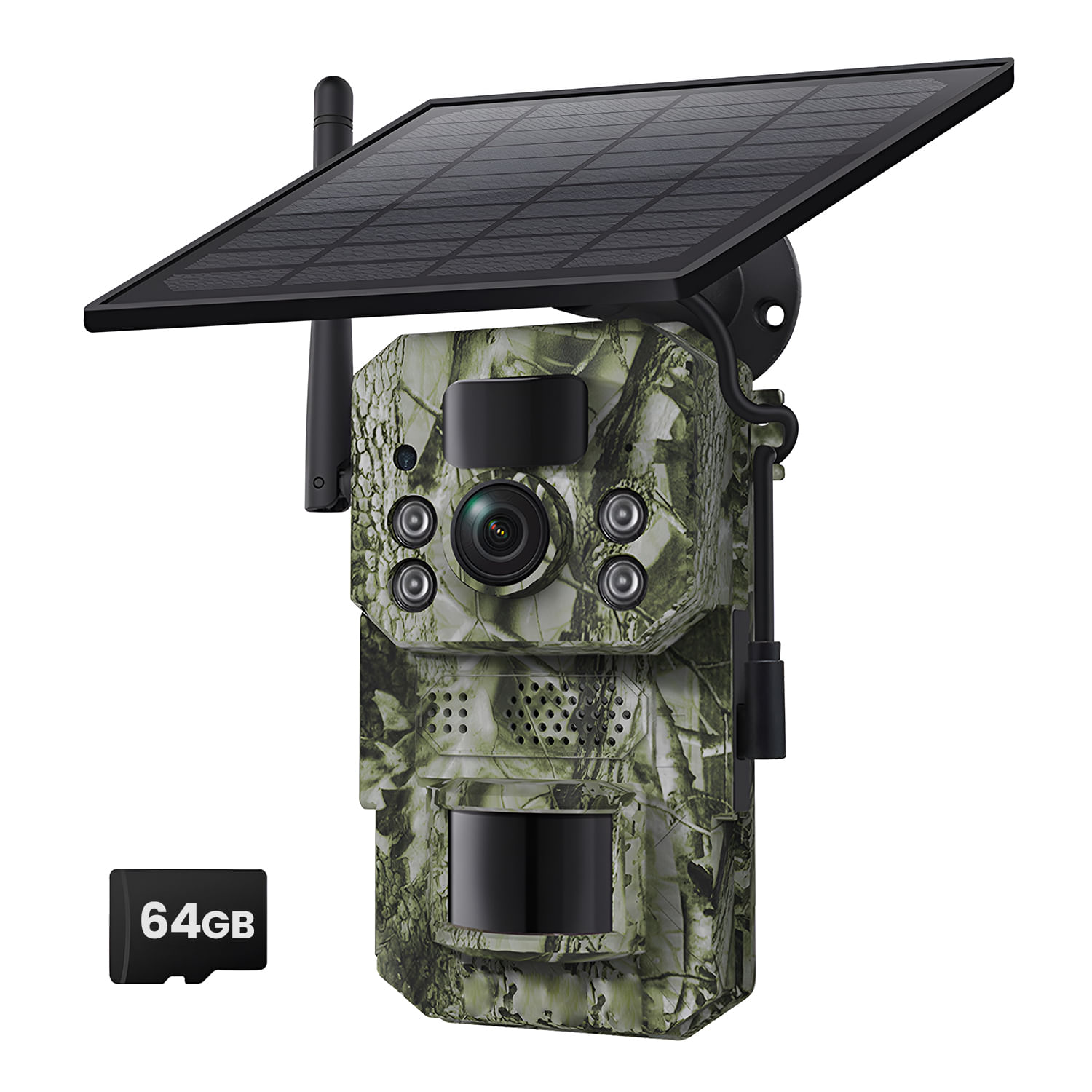 Camera de Vanatoare Solara 4G TECHNOVICI, 64GB, Video 1080P, Foto 3MP, Detectie PIR, Vedere Nocturna IR