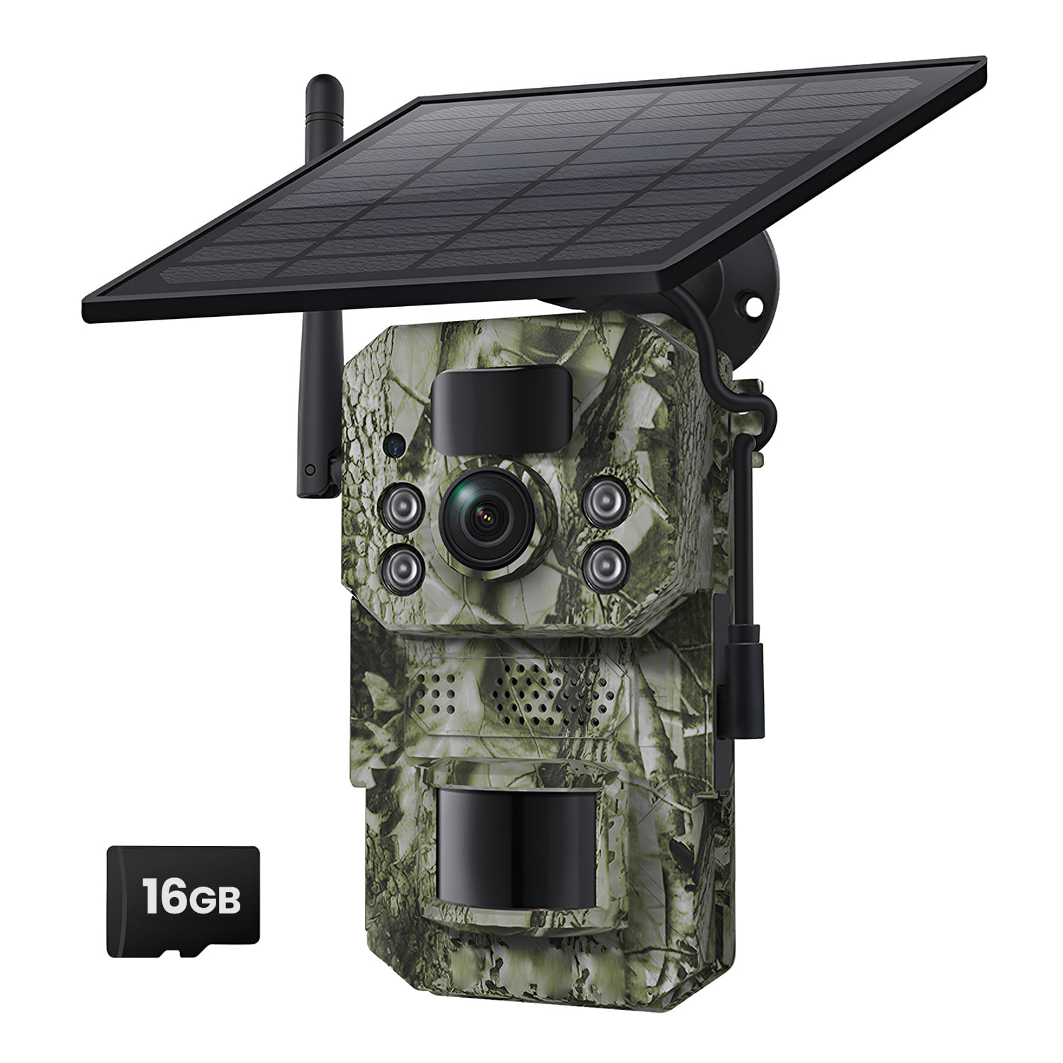Camera de Vanatoare Solara 4G TECHNOVICI, 16GB Card, Video 1080P, Foto 3MP, Detectie PIR, IR Nocturn