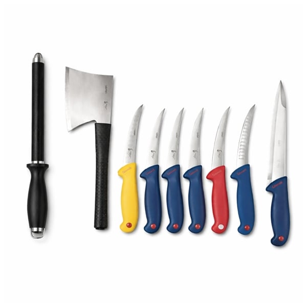 Set cutite profesionale macelarie 8 piese, DEPOX®, otel inoxidabil, multicolor — imaginea 9