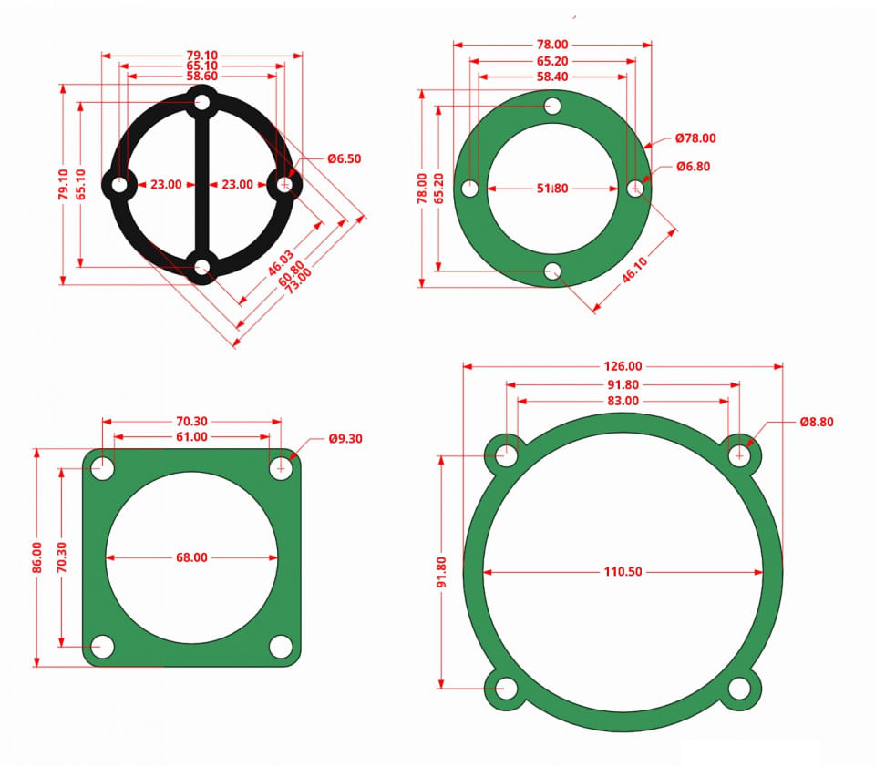 Set complet de 7 garnituri cap compresor de aer cu 2 cilindri de 51mm CH094 Mode.17(A) — imaginea 4