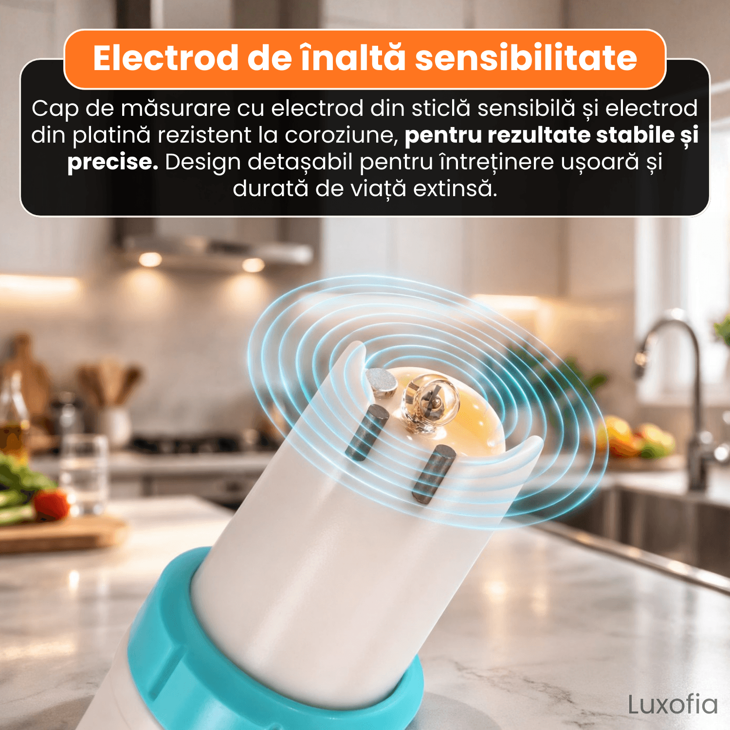Detector de calitate a apei 7 in 1, Luxofia, afisaj LCD iluminat, calibrare automata, portabil - imagine 5