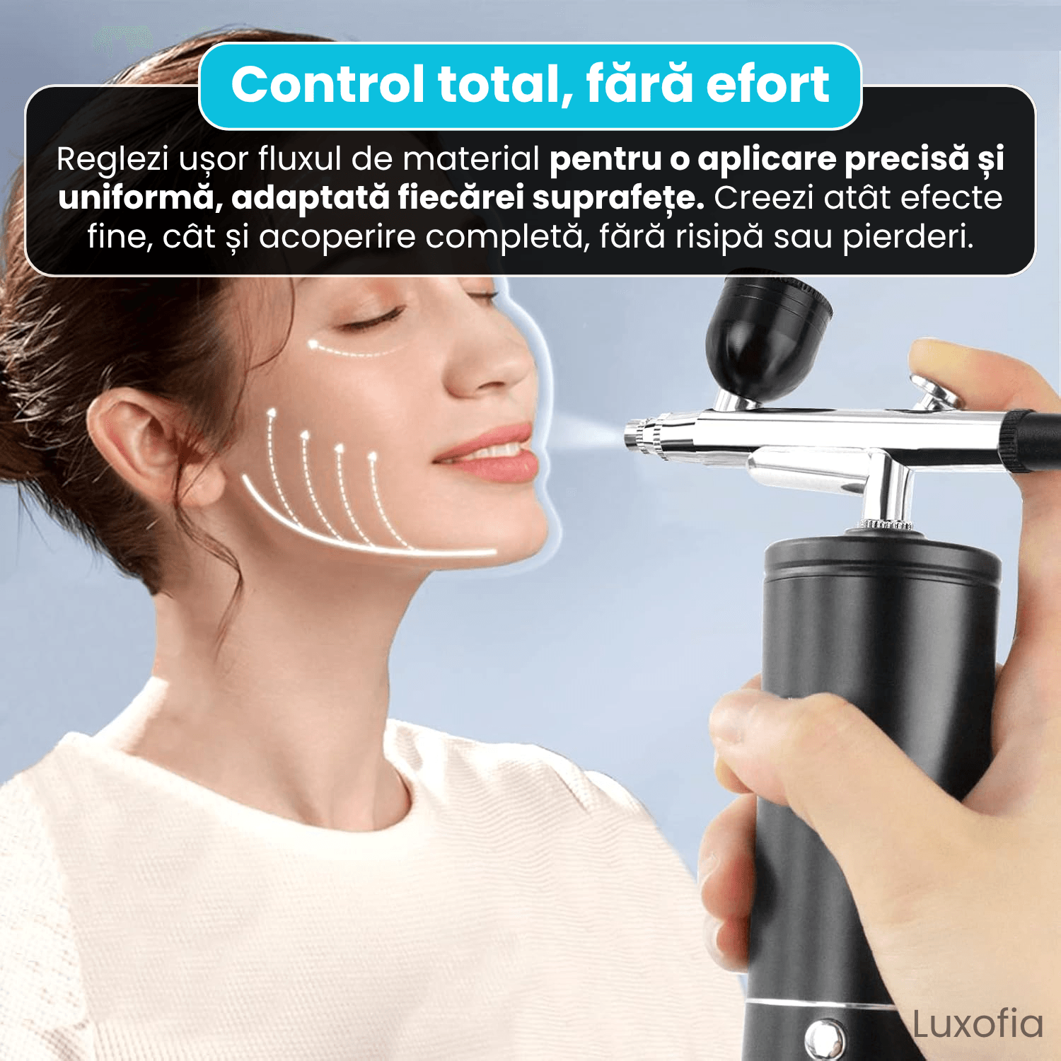 Aerograf portabil profesional, Luxofia, compresor integrat, duza 0.3 mm, 950 mAh, set complet - imagine 2