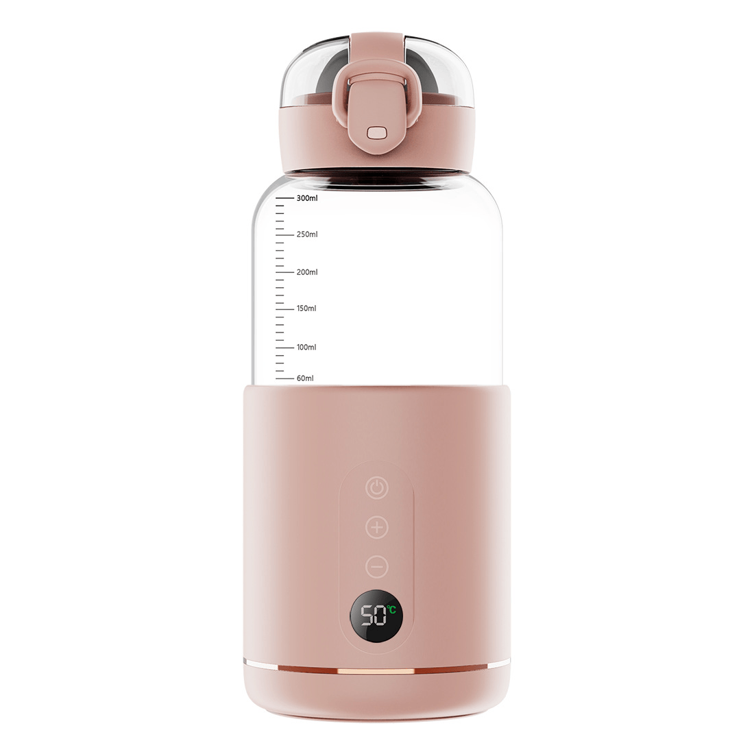 Incalzitor portabil pentru lapte si apa, Luxofia, 300 ml, incalzire rapida <8 minute, mentinere caldura 8 ore, Roz