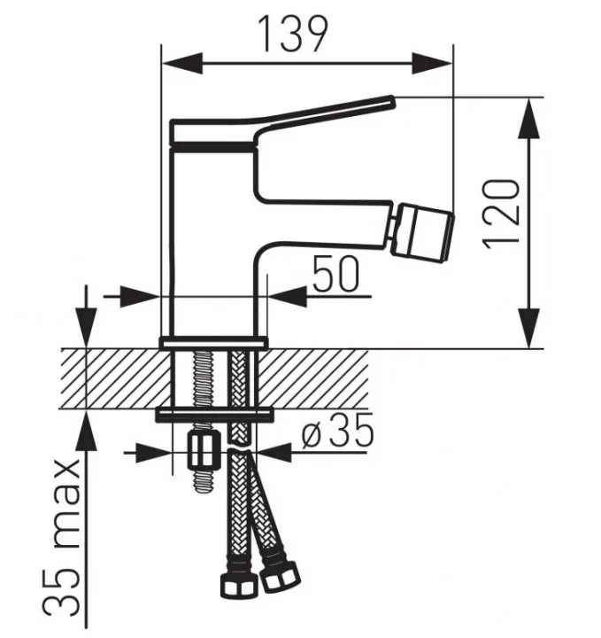 Baterie bideu FDesign Seppia FD1-SPA-6-25, 3/8'', marimea S, monocomanda, aerator, ventil, mat, negru / cupru — imaginea 2