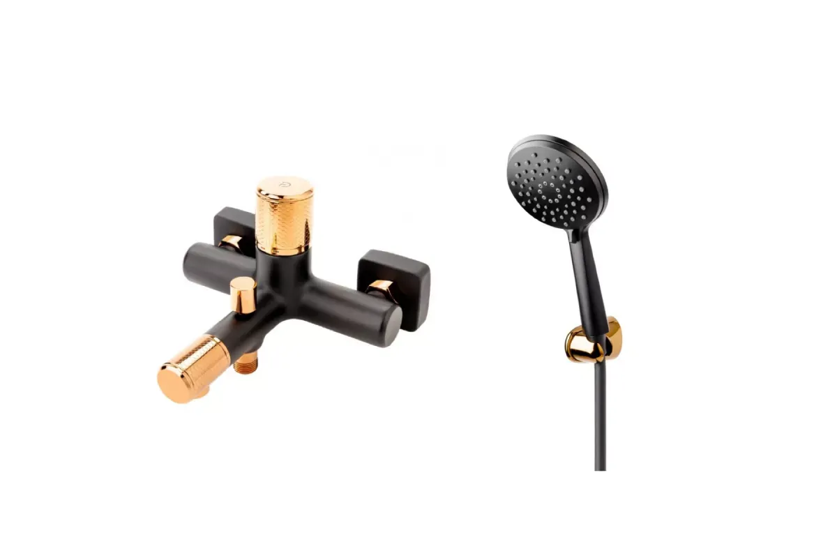 Baterie cada FDesign Ardesia, aparenta, diverter, set dus, mat, negru/cupru, FD1-ARD-1-25 — imaginea 3