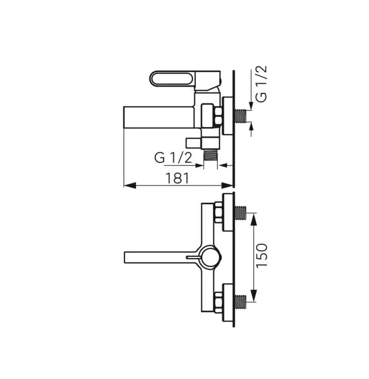 Baterie cada FDesign Zaffiro, aparenta, diverter, set dus, mat, negru, FD1-ZFR-1-22 — imaginea 3