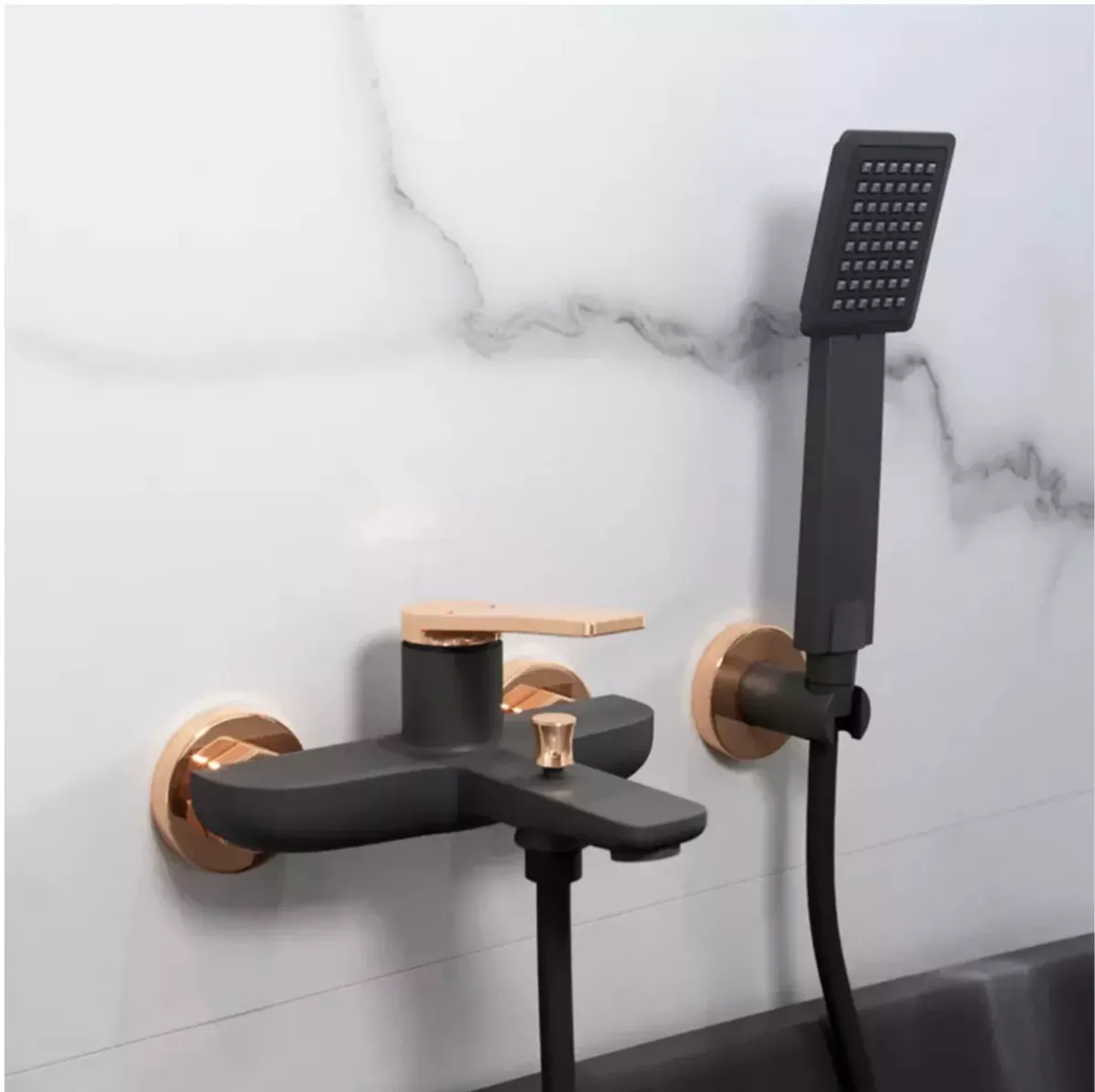 Baterie cada FDesign Seppia, aparenta, diverter, set dus, mat, negru/cupru, FD1-SPA-1-25 — imaginea 4