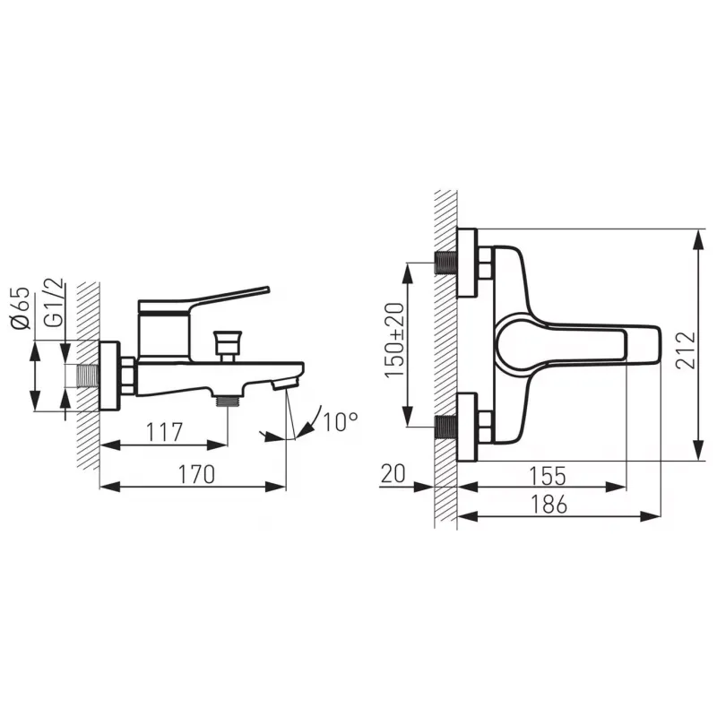 Baterie cada FDesign Seppia, aparenta, diverter, set dus, mat, negru, FD1-SPA-1-22 — imaginea 5