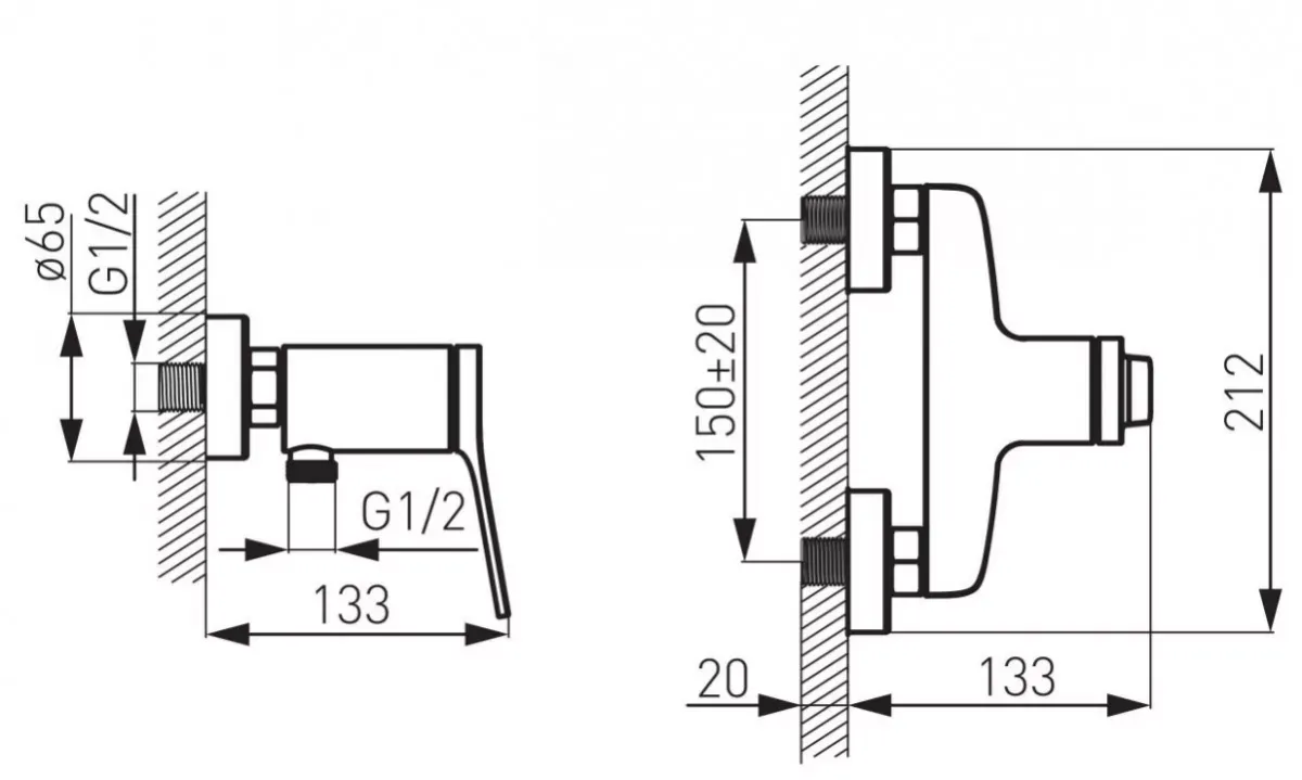 Baterie dus FDesign Seppia FD1-SPA-7-25, 1/2'', aparenta, monocomanda, anti-reflux, mat, negru / cupru — imaginea 2