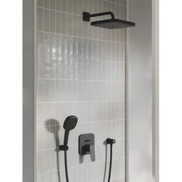 Baterie cada-dus incastrata Grohe Cubeo negru mat fara corp ingropat — imaginea 4