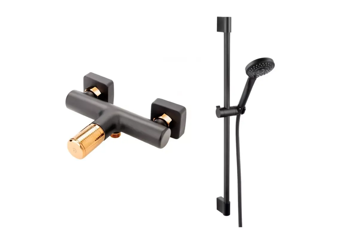 Baterie dus Fdesign Ardesia, aparenta, colona dus, mat, negru/cupru, FD1-ARD-7-25 — imaginea 3