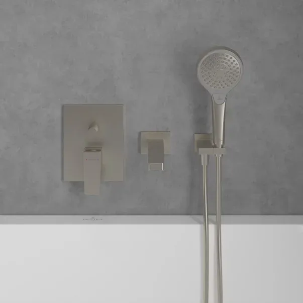 Baterie cada-dus incastrata Villeroy&Boch Architectura Square nichel periat fara corp ingropat — imaginea 5
