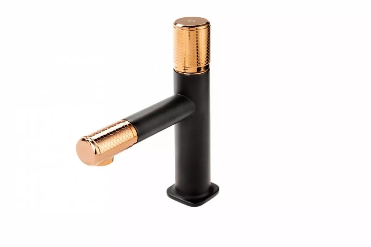 Baterie lavoar FDesign Ardesia FD1-ARD-2-25, 3/8'', marimea M, cartus ceramic, fara ventil, mat, negru / cupru — imaginea 2