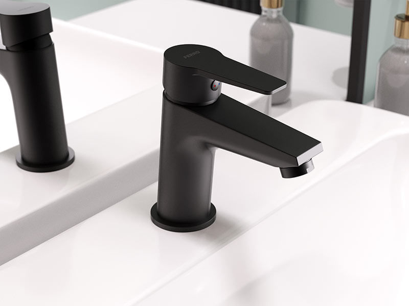 Baterie lavoar cu ventil clik-clack, negru mat, Ferro Ritto — imaginea 2