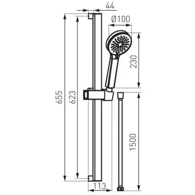 Baterie dus FDesign Seppia, aparenta, coloana dus, crom, FD1-SPA-7-11 — imaginea 2