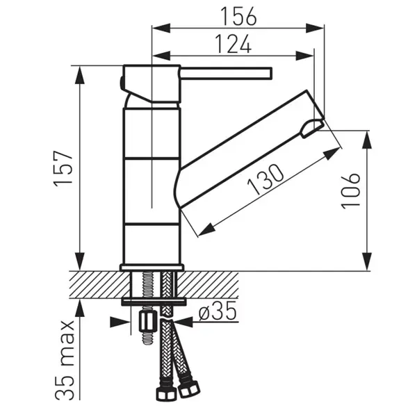 Baterie lavoar Fdesign Flusso, M, 157 mm, ventil, crom, FD1-FLS-2A-11 — imaginea 2