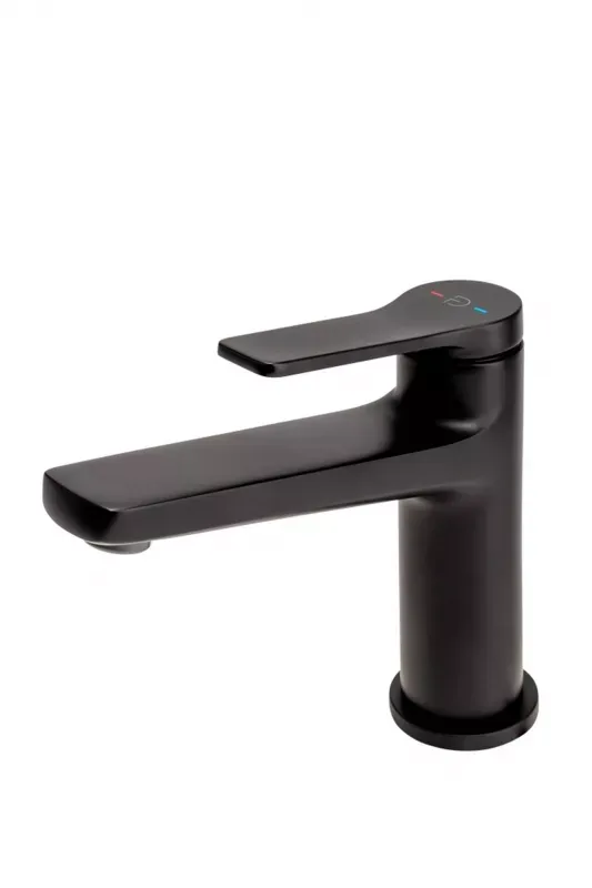 Baterie lavoar FDesign Seppia FD1-SPA-2-22, 3/8'', marimea M, monocomanda, ventil push to open, mat, negru — imaginea 2