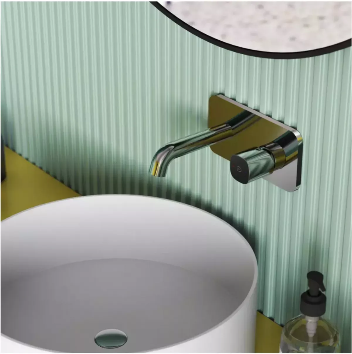 Baterie lavoar FDresign Meandro FD1-MDR-3PA-11, 1/2'', montare pe perete, marimea M, include valva incastrata, crom — imaginea 2