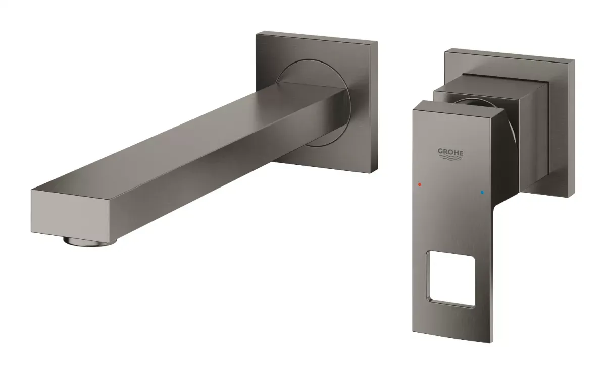 Baterie lavoar Grohe Eurocube, 1/2'', L, 230 mm, pe perete, monocomanda, mat, grafit, 23447AL0