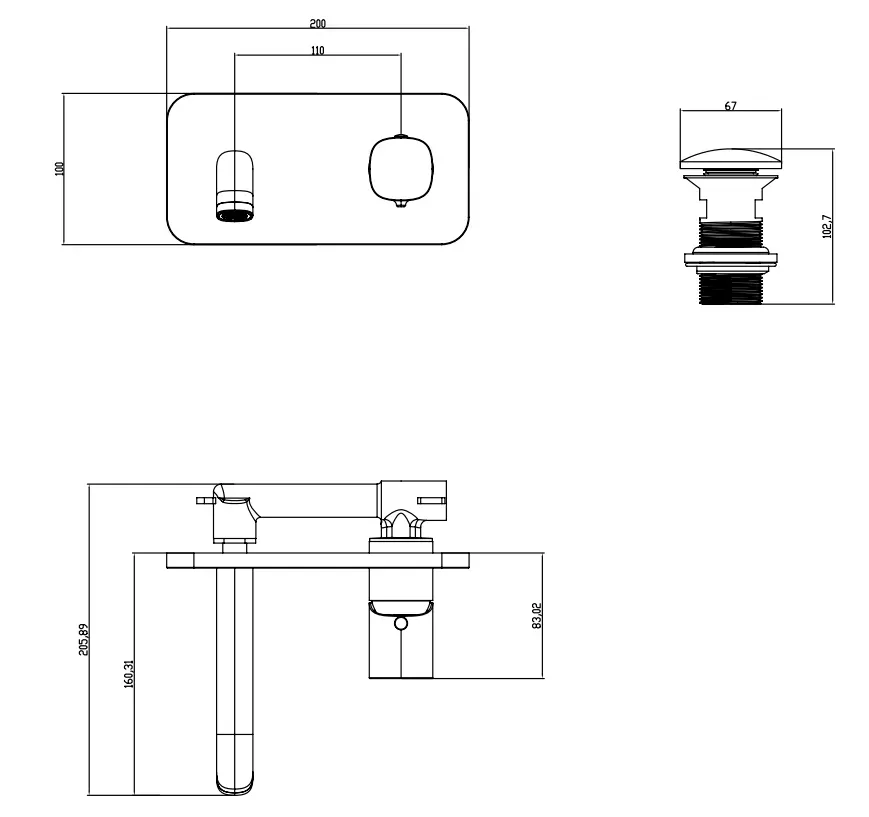 Baterie lavoar FDresign Meandro FD1-MDR-3PA-11, 1/2'', montare pe perete, marimea M, include valva incastrata, crom — imaginea 4