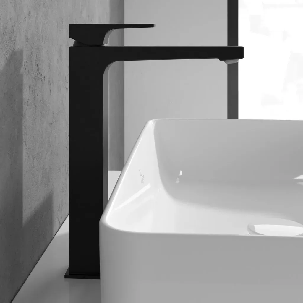 Baterie lavoar Villeroy and Boch Architectura, XL, 306 mm, ventil, mat, negru, TVW125002000K5 — imaginea 9