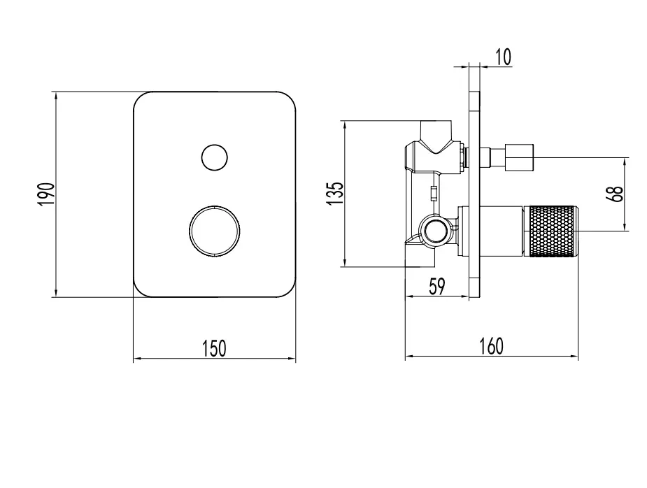 Unitate comanda FDesign Ardesia FD1-ARD-7P-25, 1/2'', incastra, 2 iesiri, diverter, include mixer incastrat — imaginea 2