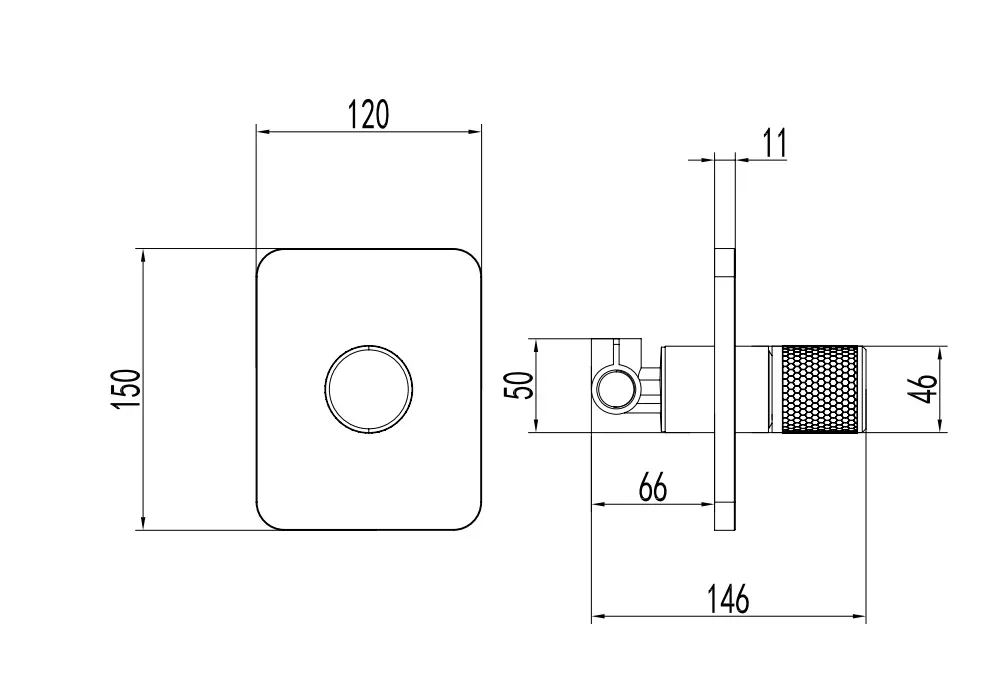 Unitate comanda FDesign Ardesia FD1-ARD-7PA-25, 1/2'', incastrat, 1 iesire, include mixer incastrat, mat, negru / cupru — imaginea 2
