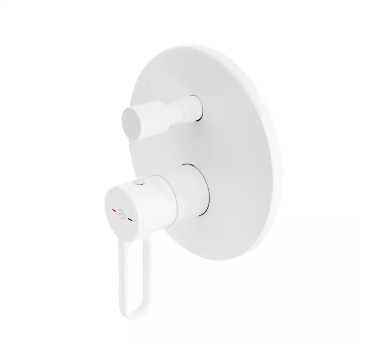 Unitate comanda FDesign Zaffiro FD1-ZFR-7P-33, 1/2'', aparenta, 2 iesiri 1/2'', diverter, valva inclusa, mat, alb — imaginea 2