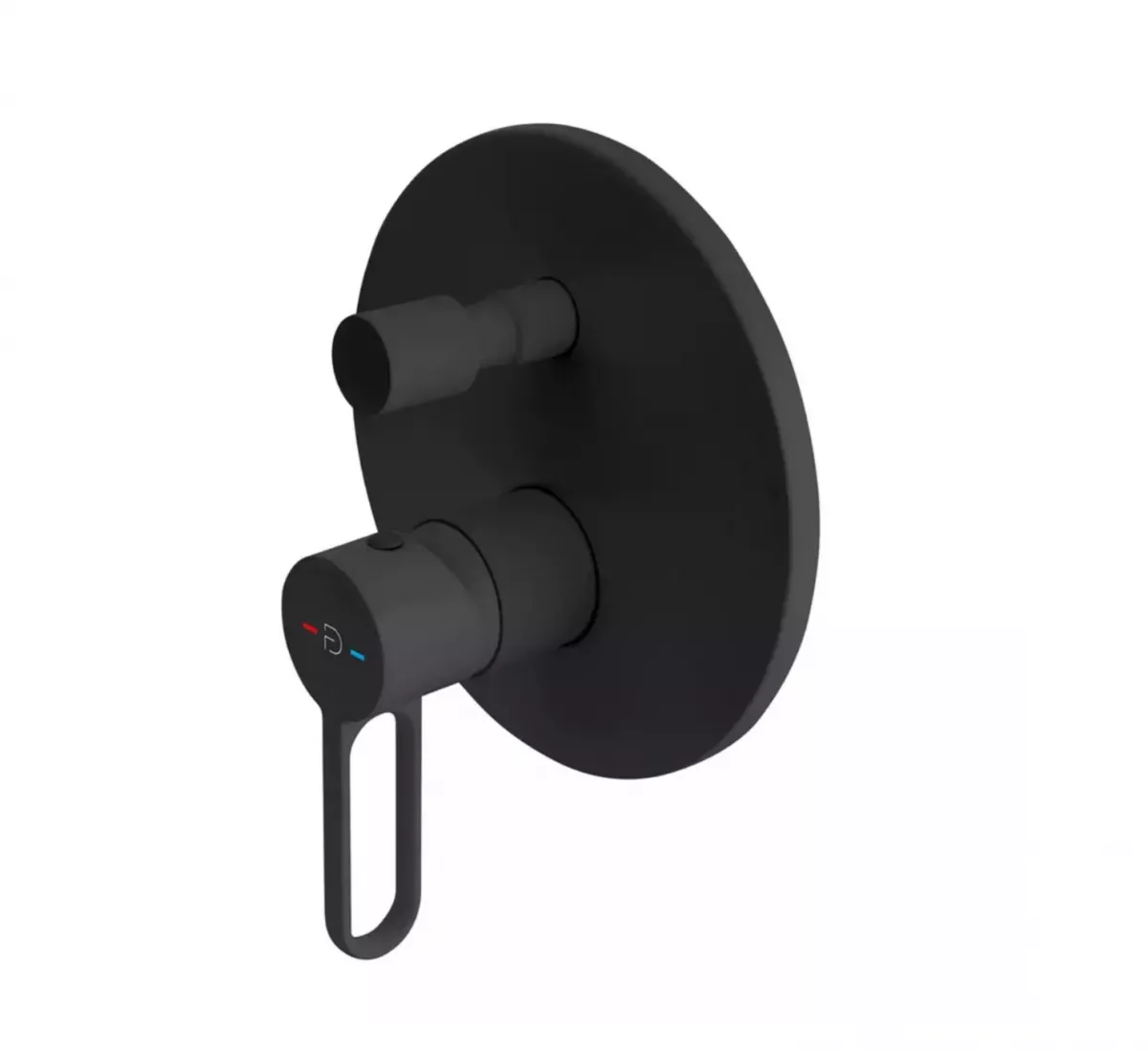 Unitate comanda FDesign Zaffiro FD1-ZFR-7P-22, 1/2'', aparenta, 2 iesiri 1/2'', diverter, valva inclusa, mat, negru — imaginea 2