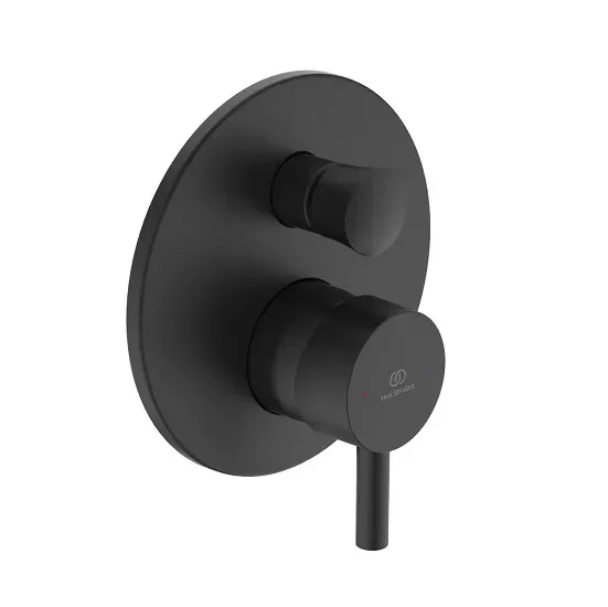 Unitate comanda Ideal Standard Ceraline A6939XG, 1/2'', diverter, 2 iesiri, valva inclusa, mat, negru — imaginea 4
