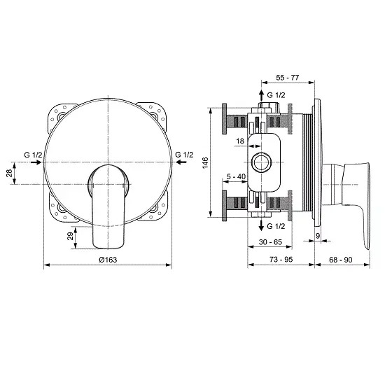 Unitate comanda Ideal Standard Connect Air A7034AA, 1/2'', aparent, 1 iesire, monocomanda, necesita set fixare, crom — imaginea 2
