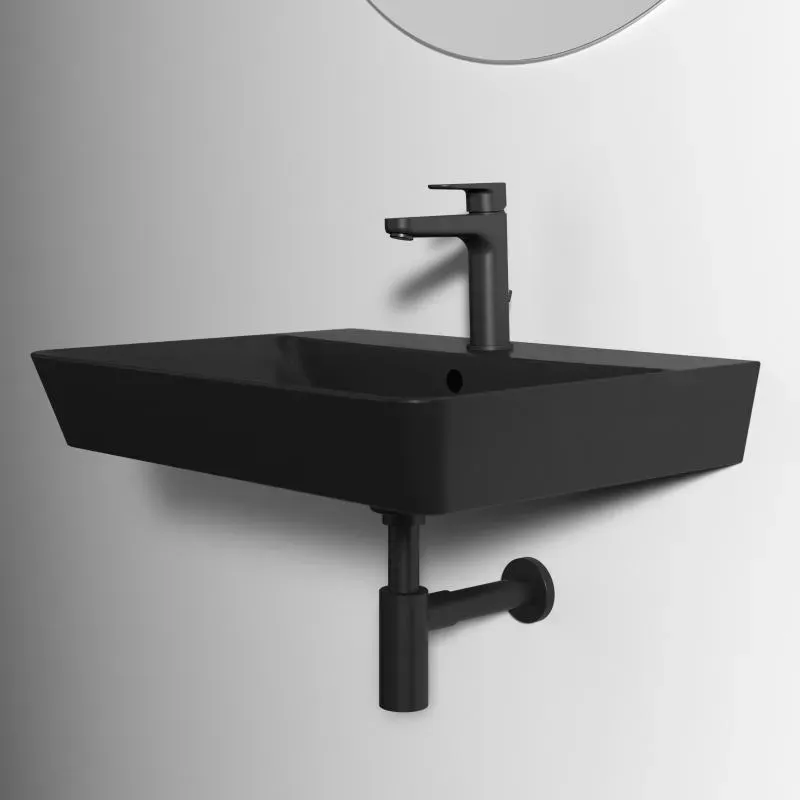Baterie lavoar Ideal Standard Cerafine BC699XG, 3/8'',a M, monocomanda, cartus ceramic, ventil cu tija, mat, negru — imaginea 3