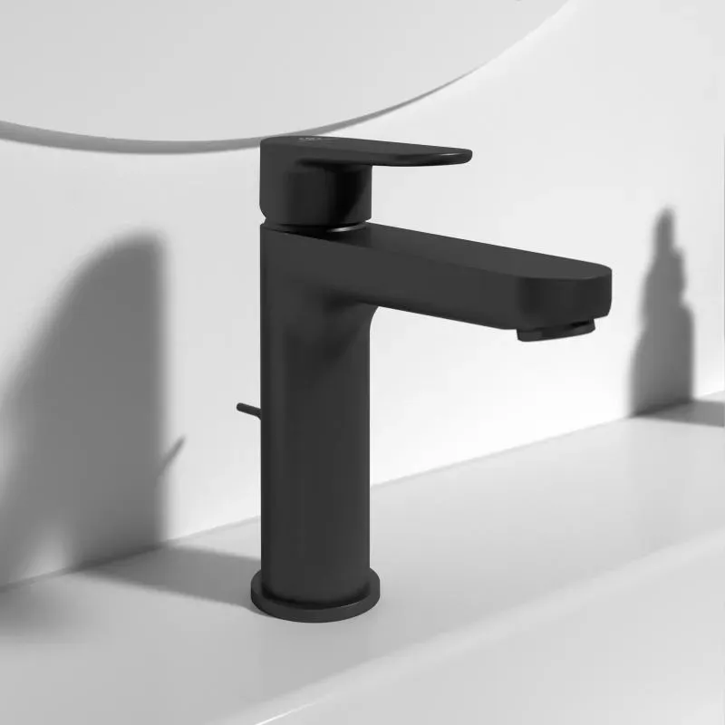 Baterie lavoar Ideal Standard Cerafine BC699XG, 3/8'',a M, monocomanda, cartus ceramic, ventil cu tija, mat, negru — imaginea 4