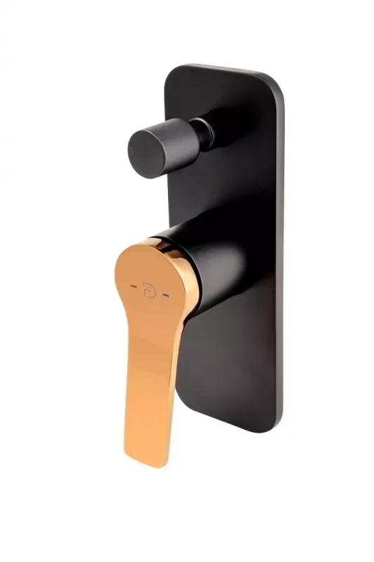 Unitate comanda FDesign Seppia FD1-SPA-7P-25, 1/2'', incastrat, 2 iesiri 1/2'', valva inclusa, mat, negru / cupru — imaginea 2