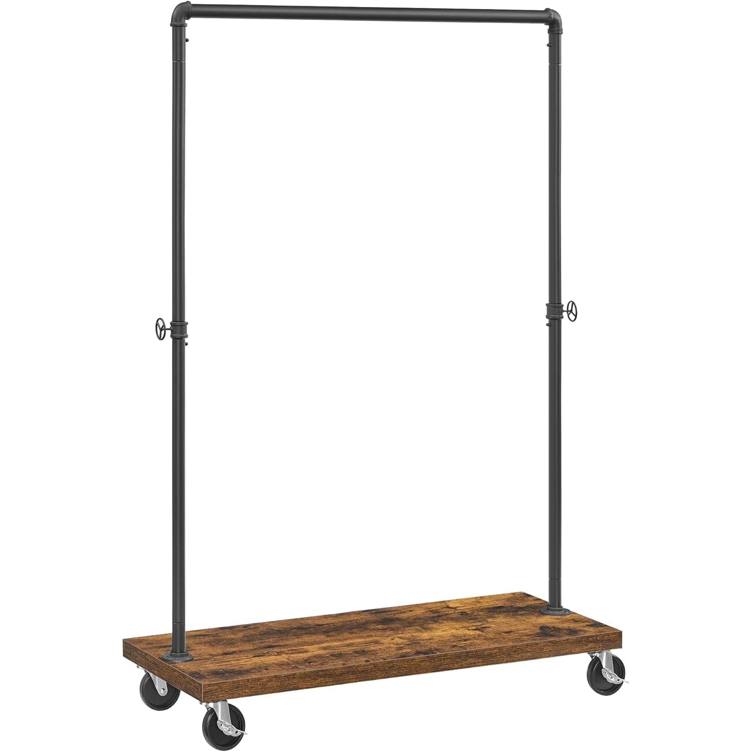 Suport haine cu bara metalica si raft inferior, cadru metalic si PAL, stil industrial, 104x40x162 cm, maro rustic — imaginea 3