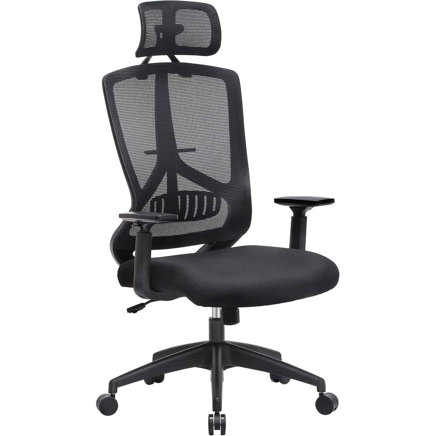 Scaun de birou ergonomic cu tetiera si suport lombar, reglabil, mecanism balans, maxim 120 kg, 70x70x133 cm, negru — imaginea 3