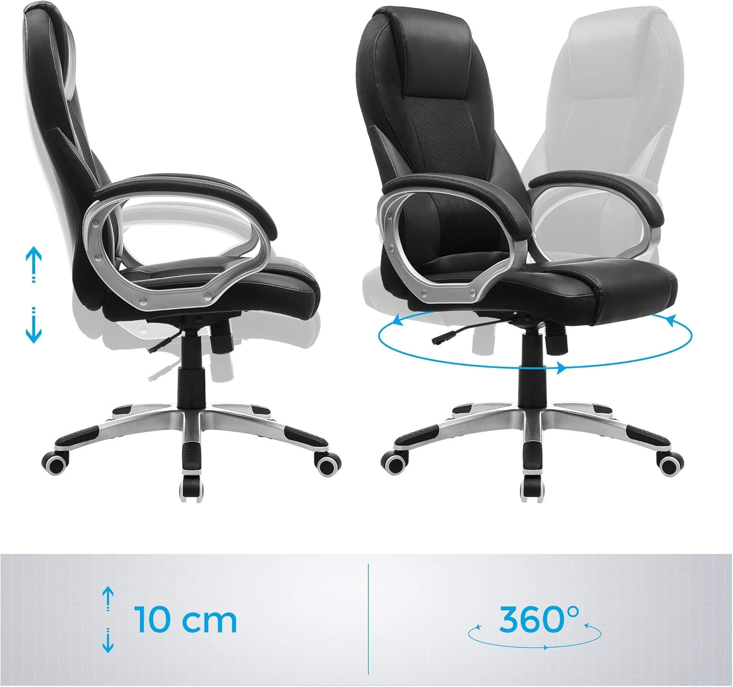 Scaun de birou ergonomic, reglabil pe inaltime, functie balans, tapitat piele sintetica, 54x50x122 cm, nergu — imaginea 3